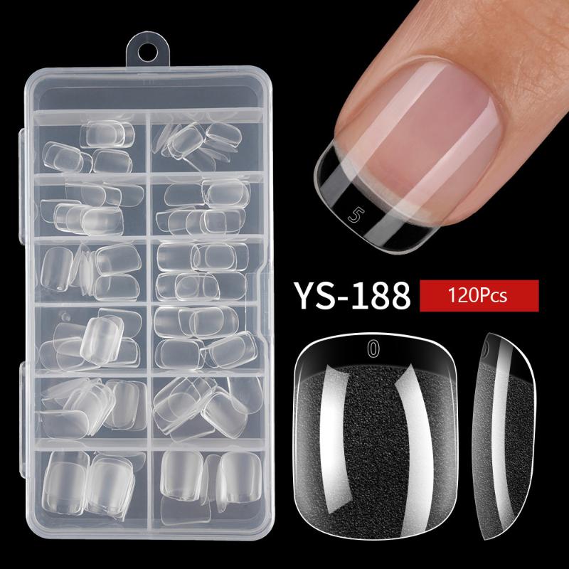 

120/240Pcs Semi-Matte Short Square False Nail Tips No Polishing Soft Gel Fingertip Full Cover Artificial Fake Nails Extension
