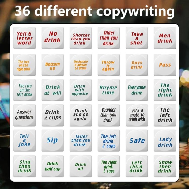 6Pcs 25mm Bar Dices Drinking Fun Game Dices Party Game Dices Pub Party Favors