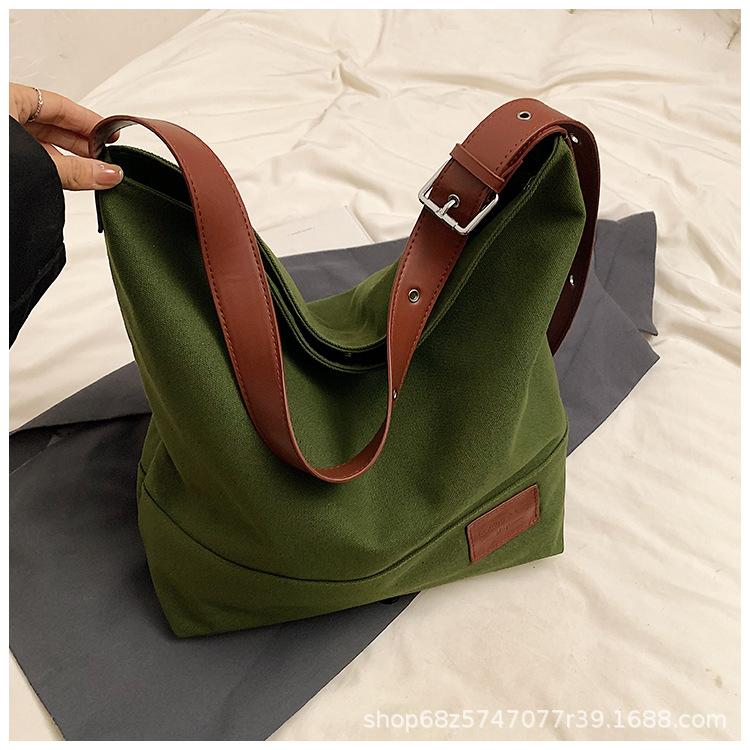 Leisure Commuting Large Capacity Canvas Bag Women's 2025 New Spring and Summer One-shoulder Crossbody Bag College Student Tote Bag