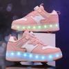 Kid's Luminous  Sneakers Sneakers Led Light Shoes Children's Kids Boys Girls USB Charging Glowing Wheels Parkour Roller Skate Shoes