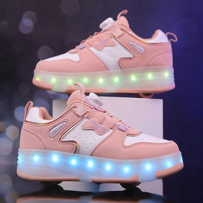 Kid's Luminous  Sneakers Sneakers Led Light Shoes Children's Kids Boys Girls USB Charging Glowing Wheels Parkour Roller Skate Shoes