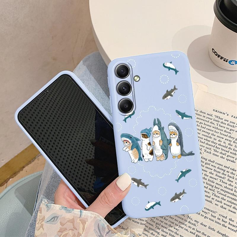 

Милый чехол с изображением кота для iPhone Samsung A55 S24 FE S25 M35 A06 Xiaomi Redmi Note 13 Pro 14C Huawei Honor 200 Realme противоударный матовый чехол для телефона с защитой от царапин Redmi 14C 4G синий