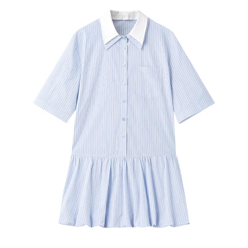 Qiusyiren Women s Color-Block Lapel Dress M