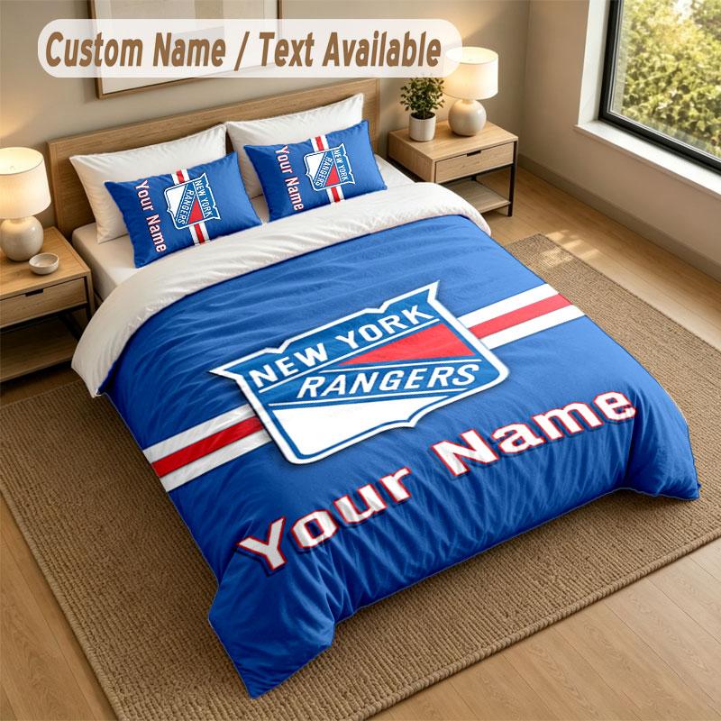 Bedding Set 1 Duvet Cover 2 Pillowcases New York Rangers Print Soft Bed Linen Bedroom Decor