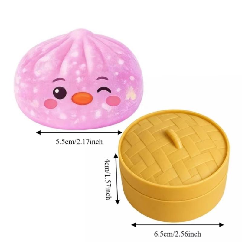 Non-Toxic Glitter Simulated Steamed Bun Toy Slow Rebound Soft Stress Relief Sensory Toy for Kids Daily Play