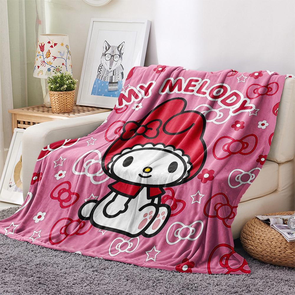 1PC Sanrio Cute Print Flannel Blanket, High quality All Seasons, Home Decor, Warmth and Comfort, Perfect for Christmas Gifts