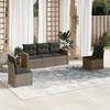 vidaXL 5 Pcs. Garden Sofa Set with Cushions Grey Poly Rattan