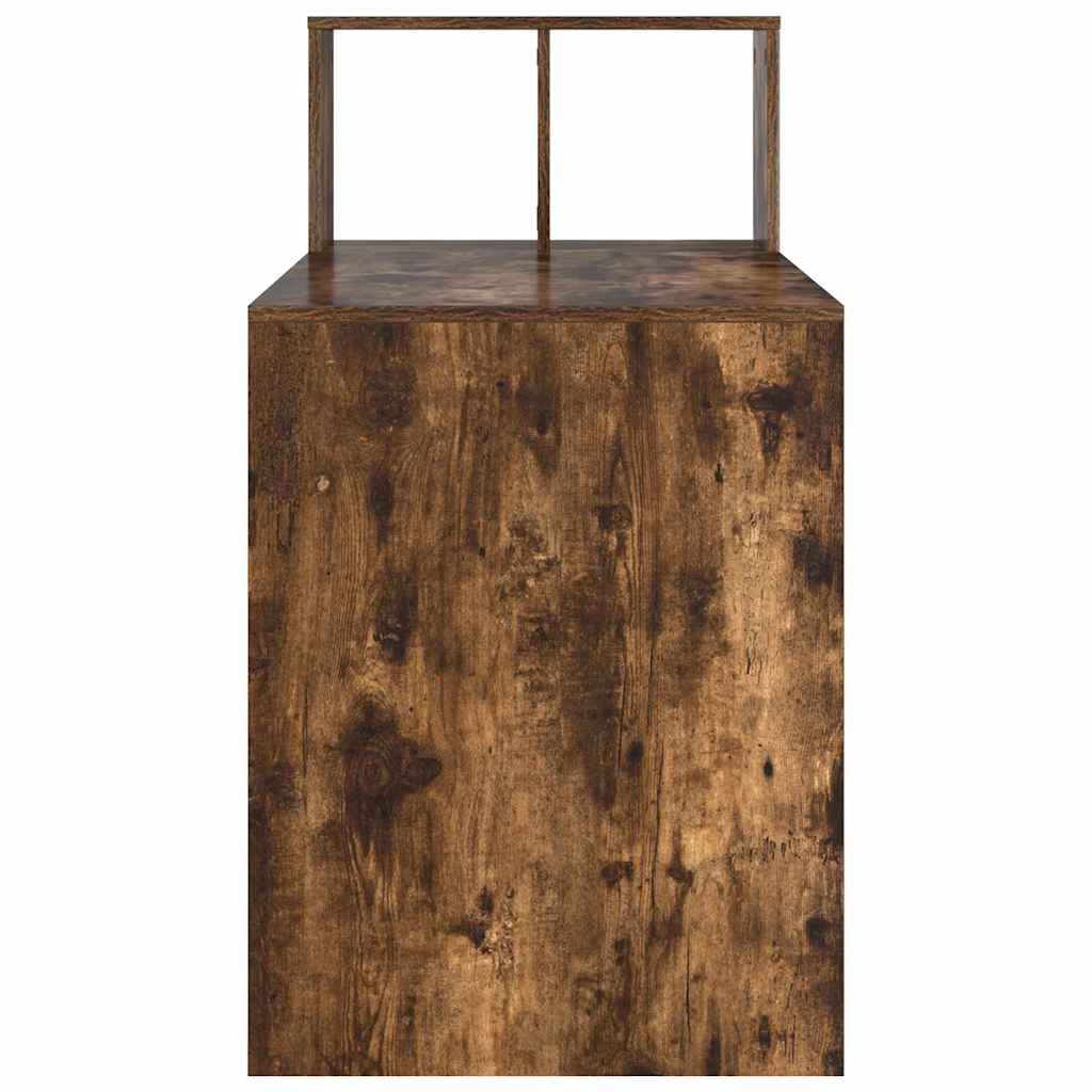 Desk with Shelf Smoked Oak 108 x 55 x 103.5 cm