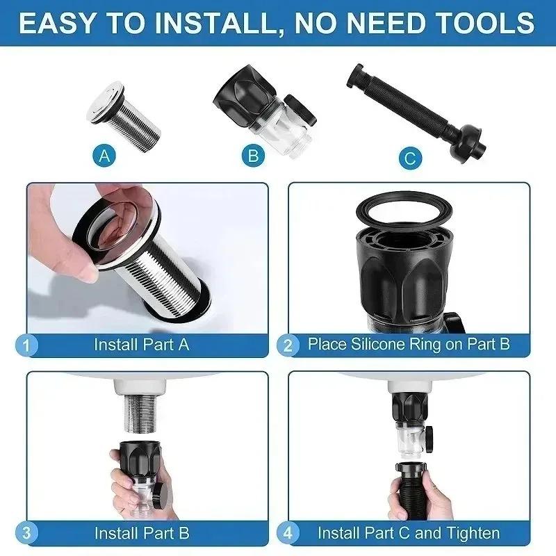 Universal Flip Stainless Steel Washbasin Sink Drainage Pipe Kitchen Bathroom Wall Mount Anti Odor Drain Pipe Rust-proof