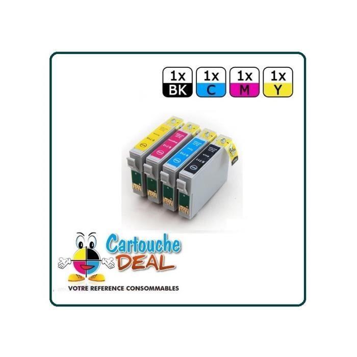 EPSON T0715 Lot 4 cartouches compatible Stylus DX6050 DX8400 DX8450 DX9400F Wifi