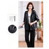 Women's Black Hooded Faux Leather Jacket Loose Fit Long Sleeve Casual Short Outerwear