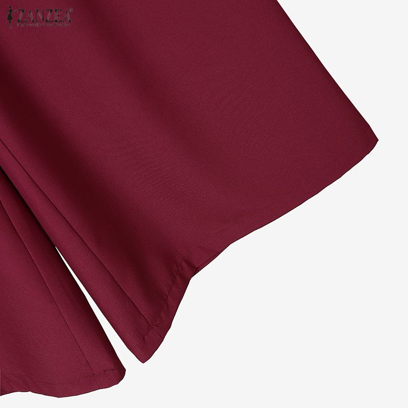 ZANZEA Women Short Sleeve Blouse and Long Pants Summer Casual Two Piece Sets