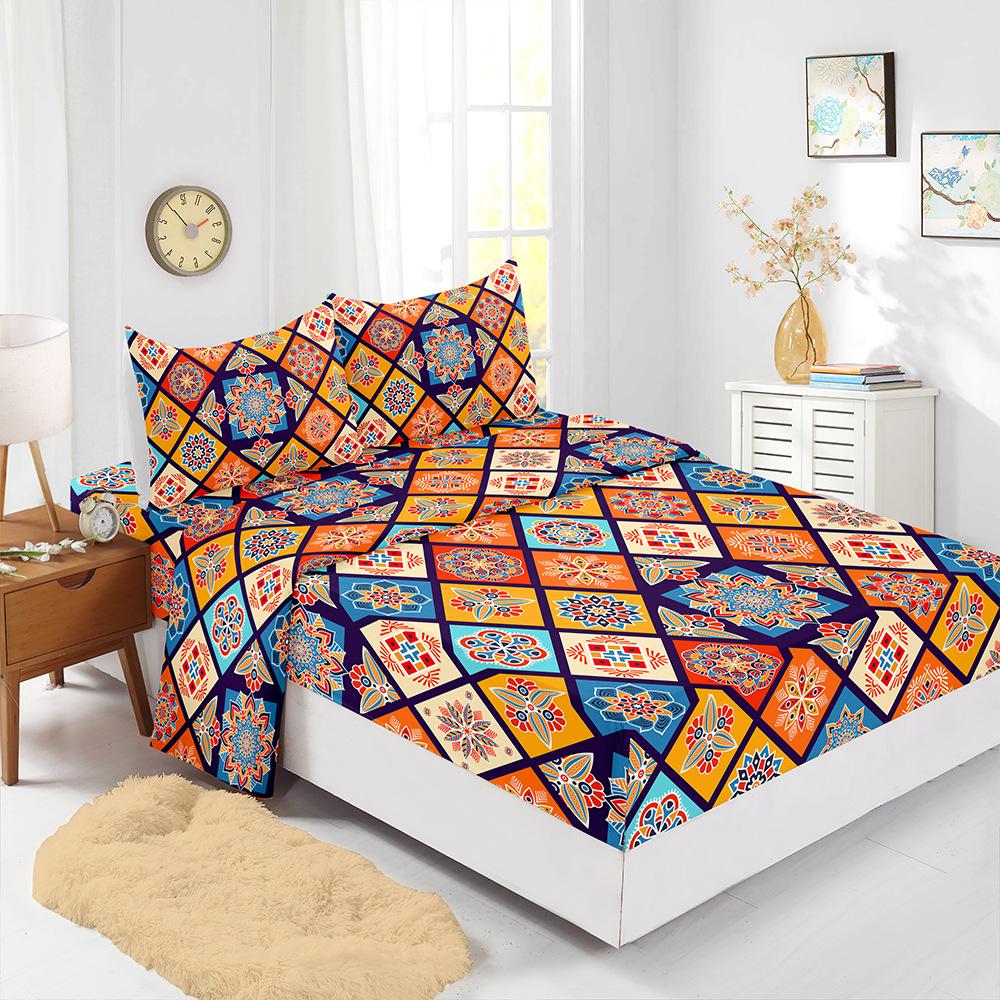 Four-Piece Mattress Digital Printing Mattress Protective Cover Bedding Bohemian