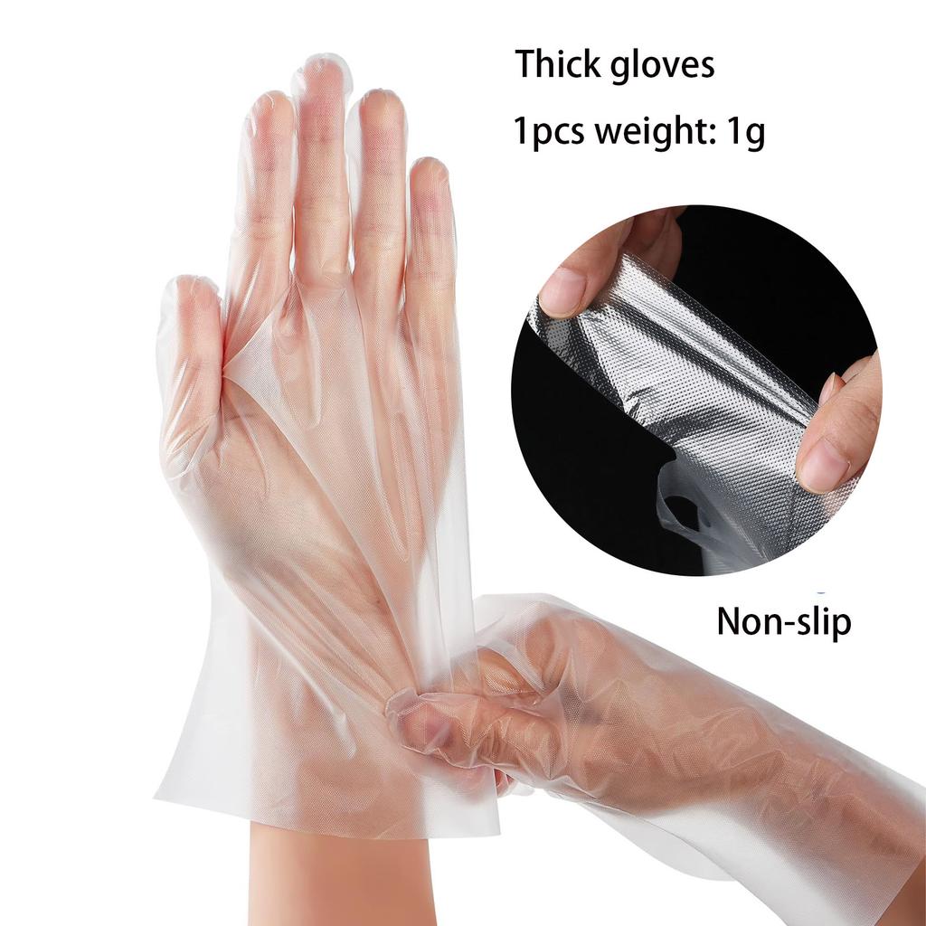 Thick Food Prep Gloves, Disposable PE Plastic Food Grade Safe Kitchen Gloves, One Size Fits Most for Cooking
