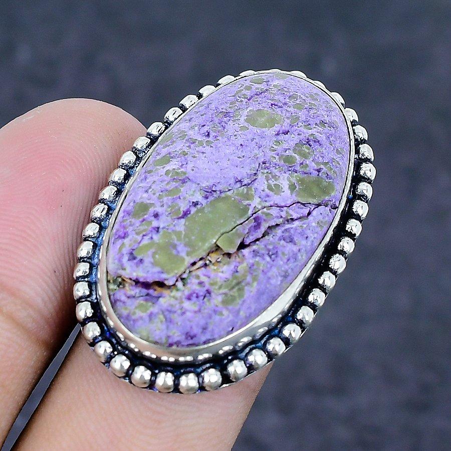 Natural Purpurite Gemstone 925 Sterling Silver Jewelry Ring Size 6.5 h4y41