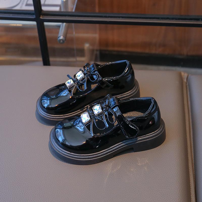 Kids Rhinestone Bow Mary Jane School Shoes 26