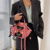 "2022 Stone Pattern Girls' Messenger Bag with Pearl Rivets & Glasses Shoulder Strap"