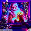 Christmas Santa Candy CanesFluorescent Tapestry Outer Space UV BlackLight Tapestry, Wall Hanging For Living Room Bedroom Office Home Decor