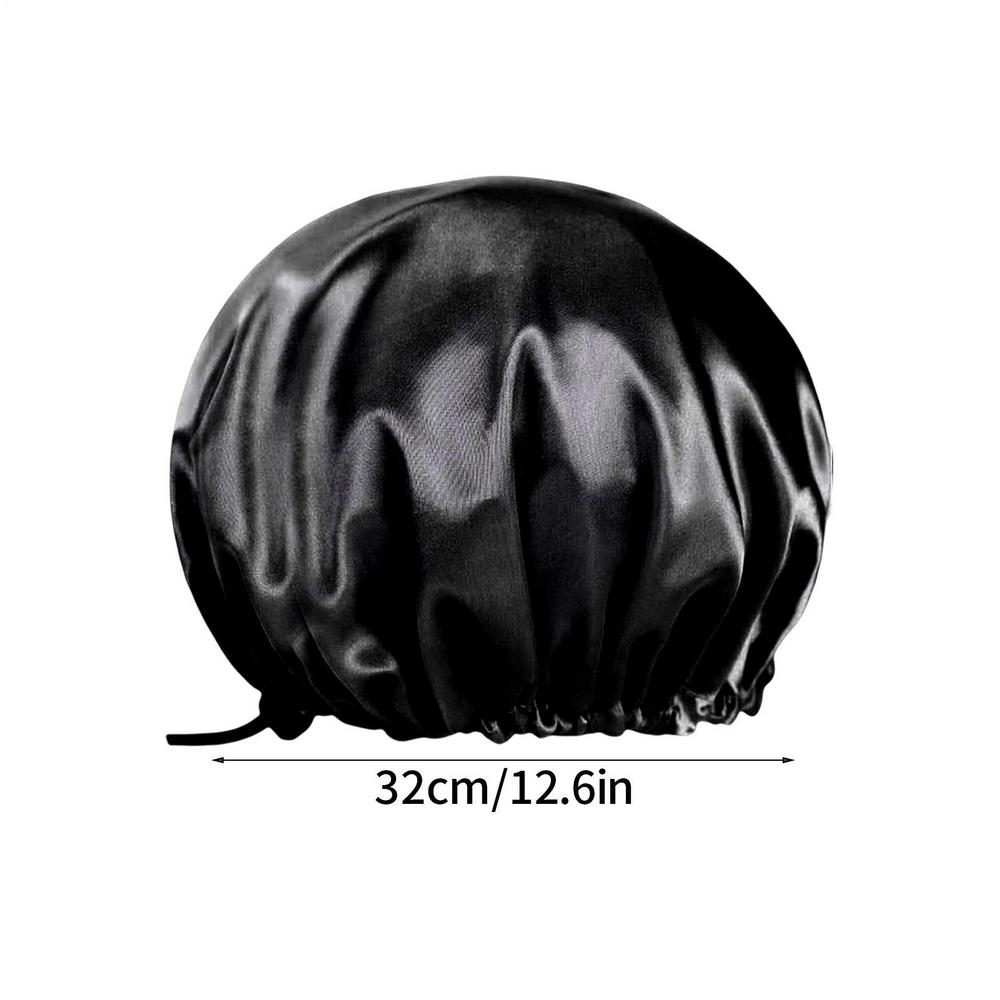 

Extra Large Adjustable Shower Cap Double Layer Waterproof Design for Long Thick Hair, Shower, Travel, Camping & Hair Care чорний