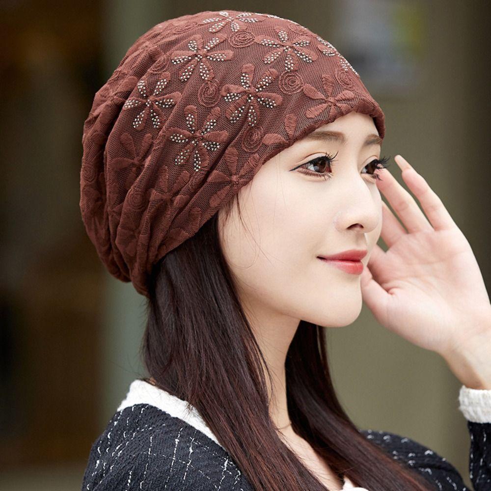 Breathable Beanies Cap Hollow Out Turban Beanies Caps Chemo Cap Crochet Slouchy Hat  Women Girls