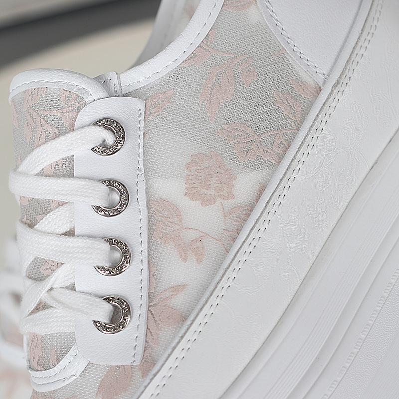 Fashion 12CM Air Mesh New Genuine Synthetic Leather Pumps Platform Wedge Summer Hollow Sandals Chunky Sneakers Women Fashion Shoes