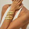 DIEZI Exaggerated  Gold Silver Color Metal Leaves Cuff Bangles for Women Men Punk Geometric Wrap Bangle Bracelet Party Jewelry