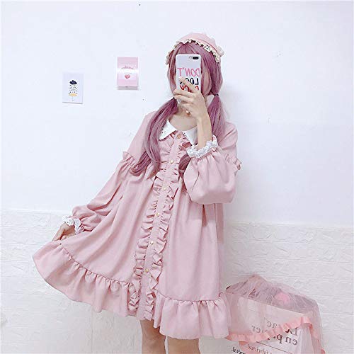Lady Lazy Lolita Rochie cu mânecă lungă Fusta dintr-o bucată deasupra genunchiului Loli Frill Costume Photography Sweet Loli Princess Cosplay Anime Crossdressing