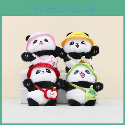 Cute Plush Panda Keychain With Adorable Hat Cartoon Design For Kids And Collectors