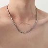 Exclusive Design Titanium Steel Oval Chain Necklace, Versatile, Luxurious, Hip-hop and Street Style Bamboo Leaf Collar Thin Chain