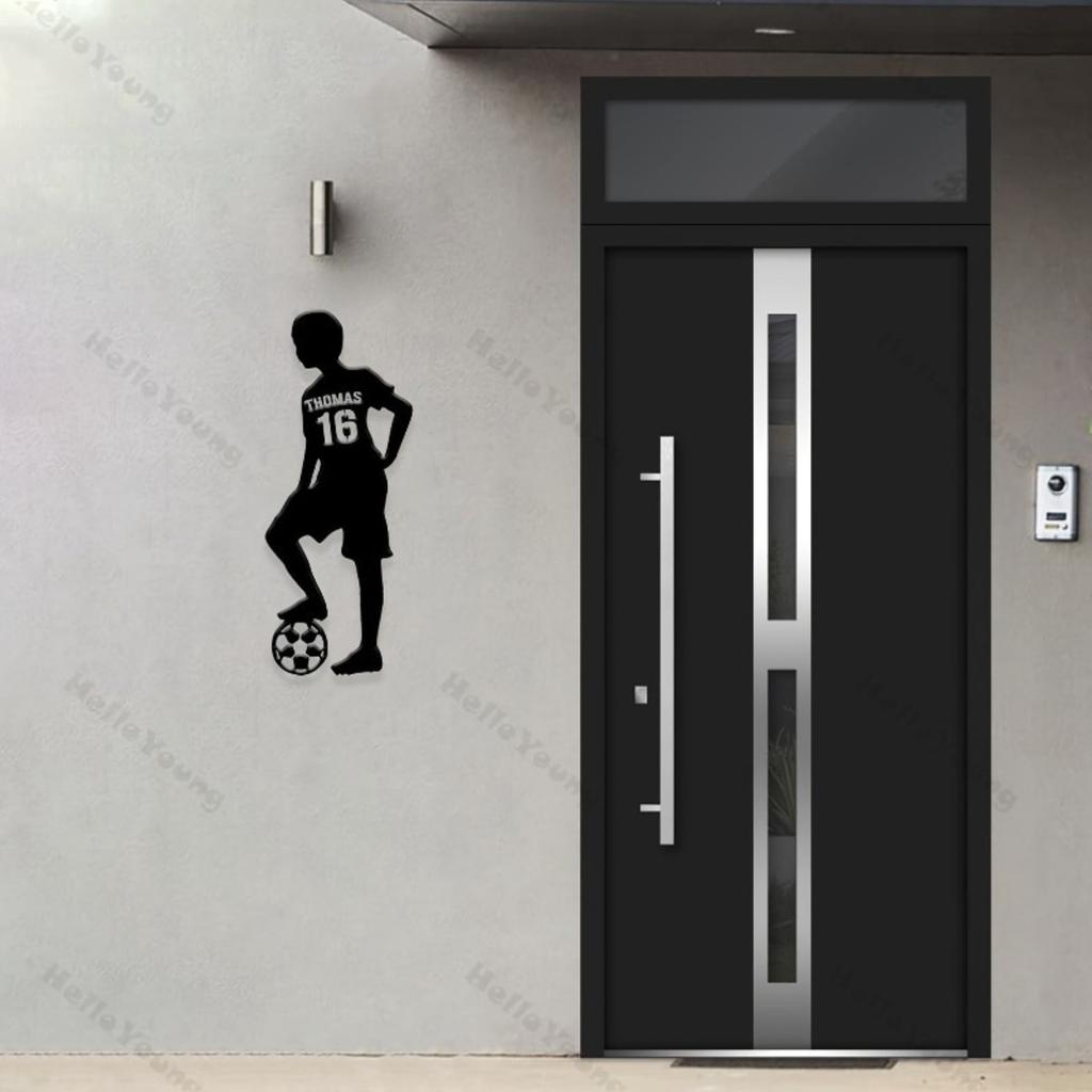 Soccer Player Metal Wall Art Sign Personalized Name Number Outdoor Sports Decor