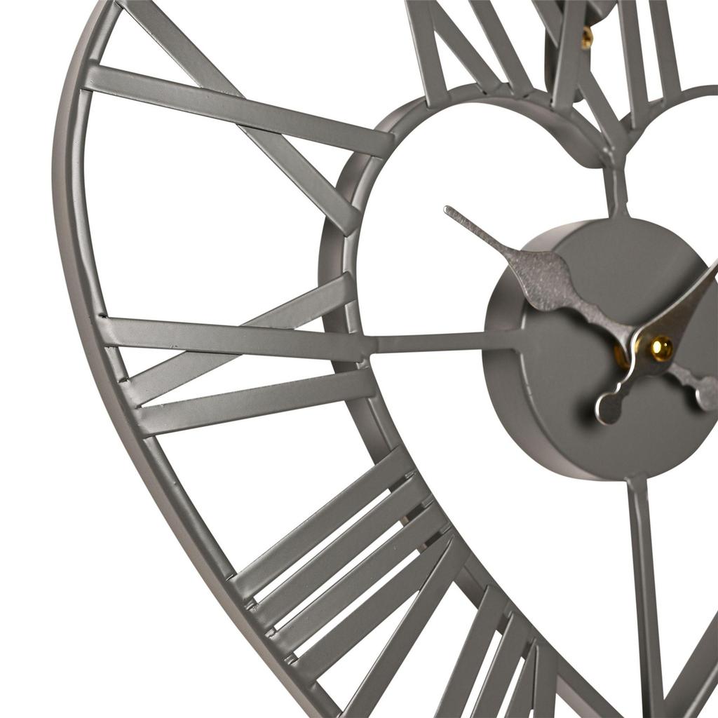 Metal Heart Grey Wall Clock
