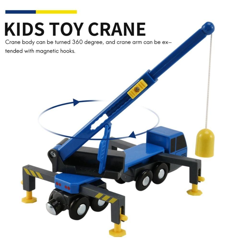Telescopic Arm Lifting Truck Toy Vehicle Toys Wood Train Track Toy Crane Car Model Children's Gift