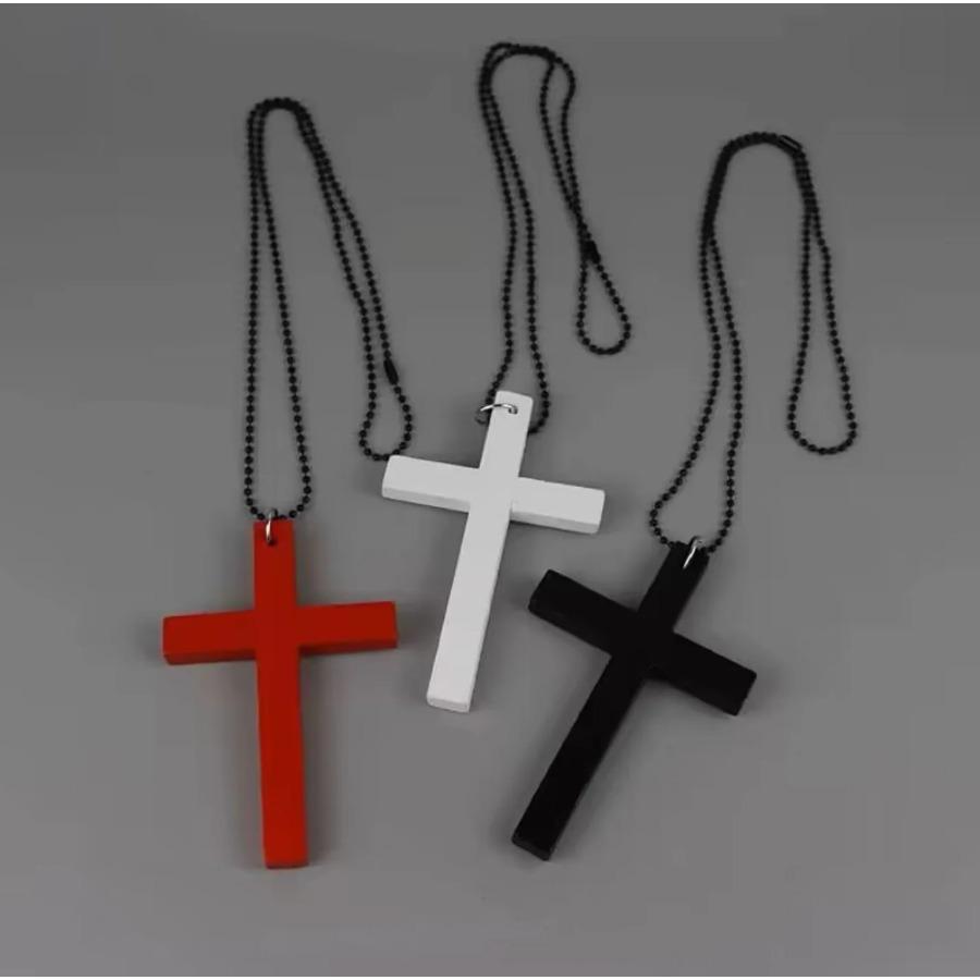 Trendy Cool Punk Gothic Wood Cross Pendant nNecklace for Women Men Vintage Black Hip Hop Y2k Necklace Party Jewelry Gift