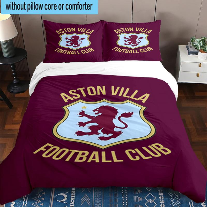 Set Biancheria da Letto Stampato Aston Villa Football Club 3 Pezzi Copripiumino Chiusura Include 1 Copripiumino e 2 Federe Set Biancheria da Letto Arredamento Casa Regali