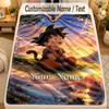 Flannel BlanketDragon Ball Custom Name Text Personalized Soft Warm Throw Blanket Home Decor Gift