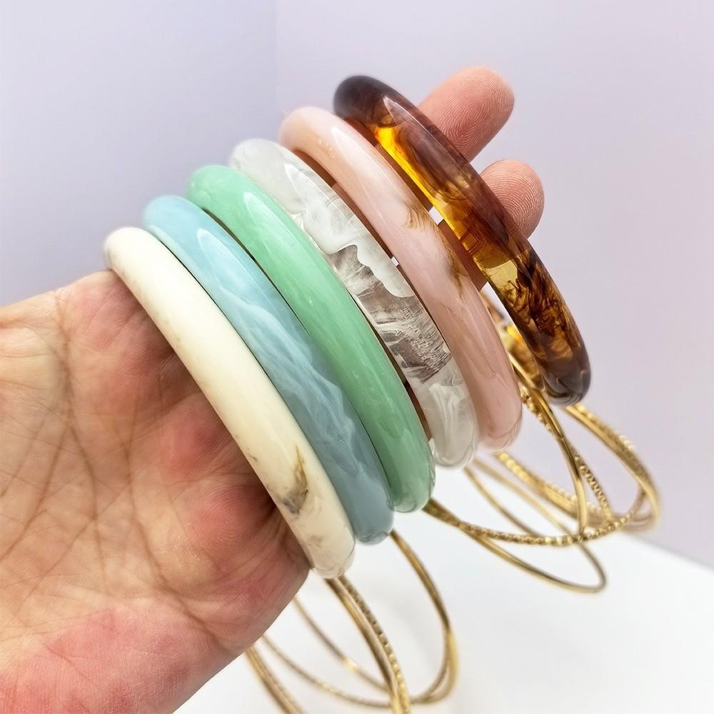 3Pcs/set Vintage Simple Round Bracelets Bohemian Retro Hand Ring Acrylic Smudging Bangles  Gift