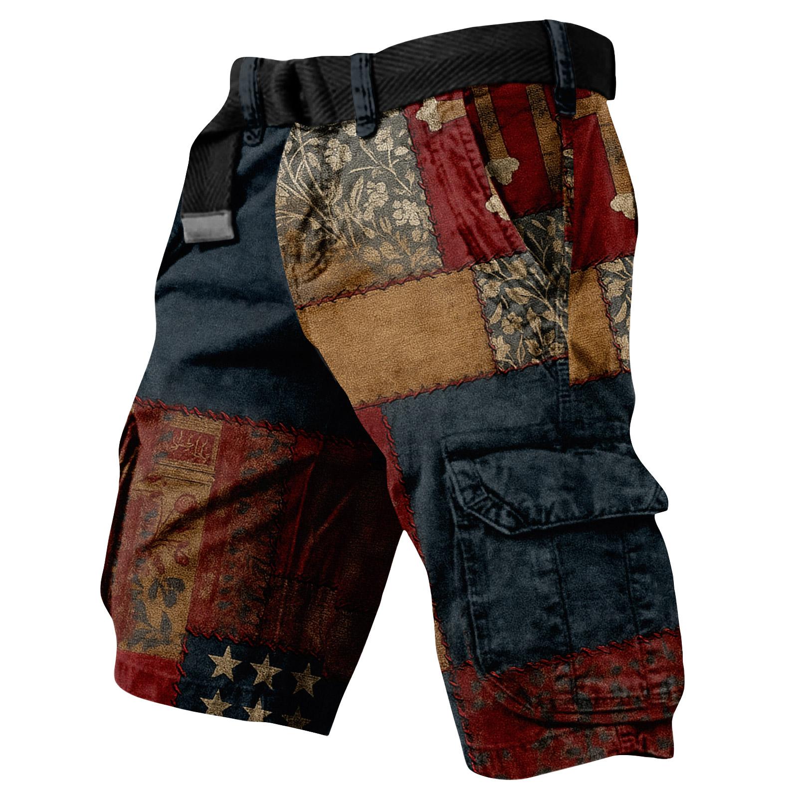 

Men s Summer Printed Outdoor Shorts Men s Loose Multi-Pocket Shorts XXXL синій