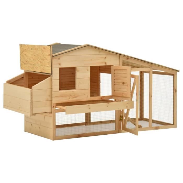 VidaXL Poulailler Bois de pin massif 178x67x92 cm