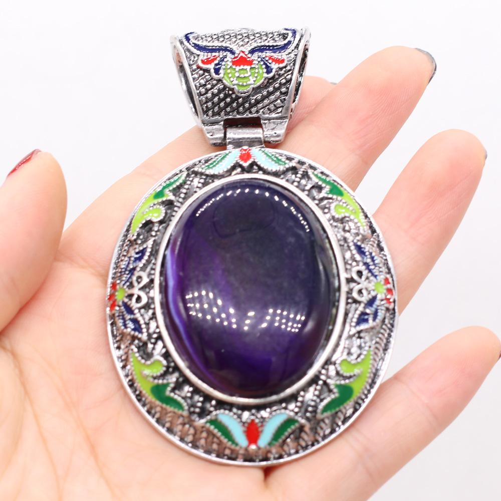 Μενταγιόν από φυσική πέτρα Αχάτες/αμέθυστος/ροζ χαλαζία Κρεμαστό με δαντέλα για κοσμήματα κατασκευής DIY Αξεσουάρ βραχιόλι κολιέ