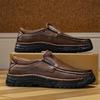 38-48 Men's Casual Shoes Handmade Rubber Soft  Driving Car Men's Shoes Outdoor Waterproof Boots Men's Shoes Men's Genuine Leather Moccasins