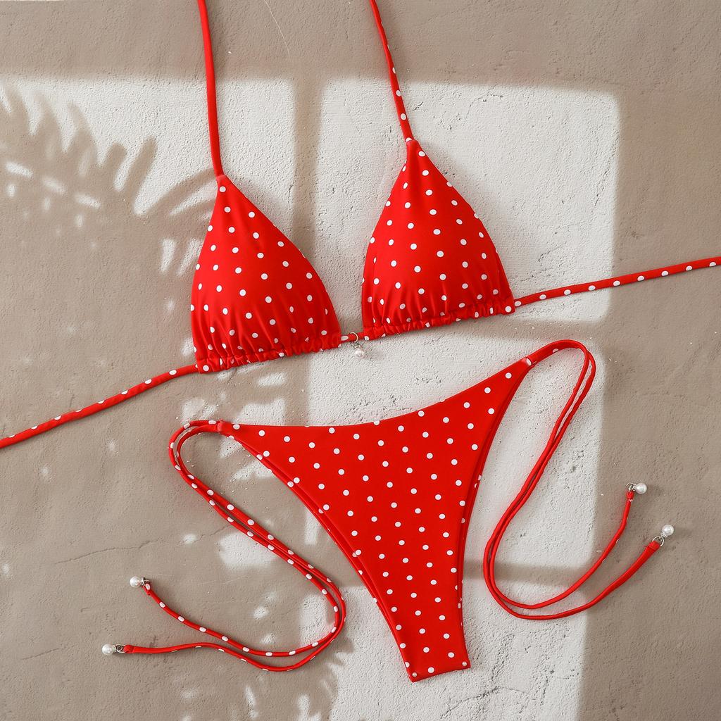 1011 costume da bagno bikini a pois nuovo costume da bagno europeo e americano costume da bagno due pezzi