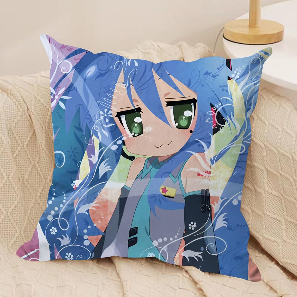 LLucky Star Anime Cute Cushion Cover Silky Short Plush Invisible Zipper Dustproof Sofa Pillow Case For Home Decor