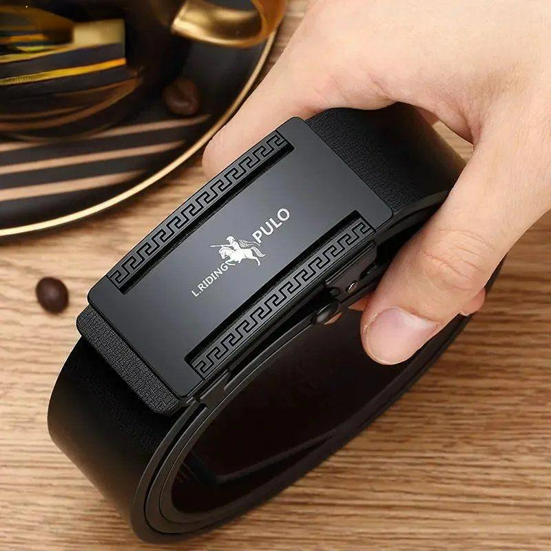 Paul  Belt Men Leather Automatic Buckle Belt Pure Cowhide Young People Casual Personality Korean Version of The Trend of The Trouser Belt