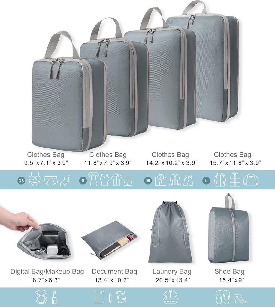 Compressible Travel Storage Bag Set: Large Capacity Suitcase Organizers & Digital Accessories