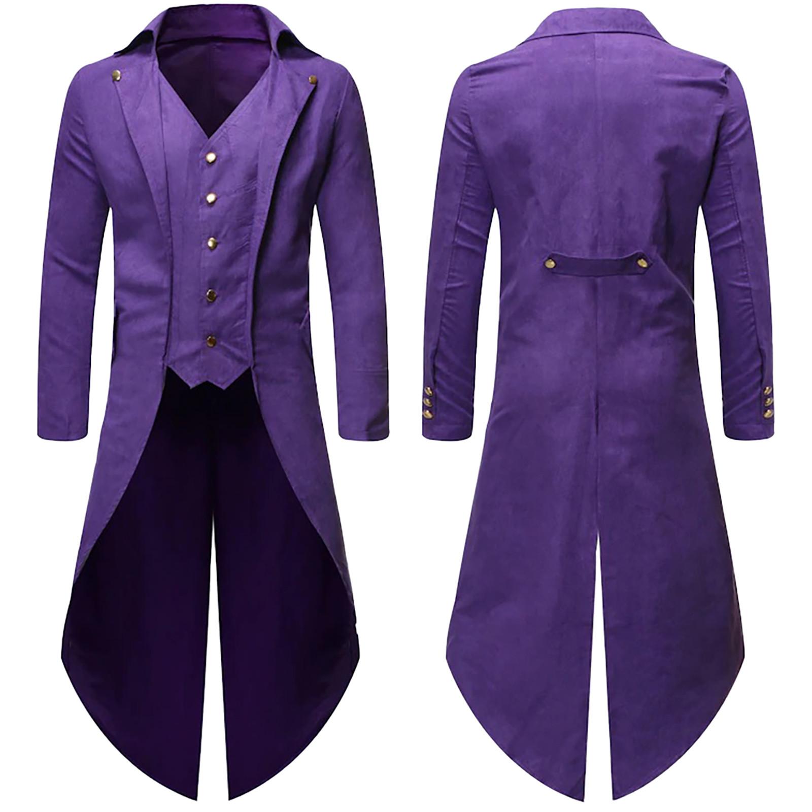 

Чоловічий Жіночий Унісекс Готичний Вітрівка Ретро Смокінг Літературний Ретро Піратський Плащ XXL фіолетовий