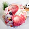Cartoon Rosa Flamingo Regenschirm Automatisches Öffnen/Schließen, Stabiler Eisenrahmen & 8-Rippen-Struktur, Regenschirm für Damen & Herren, Weihnachtsgeschenke