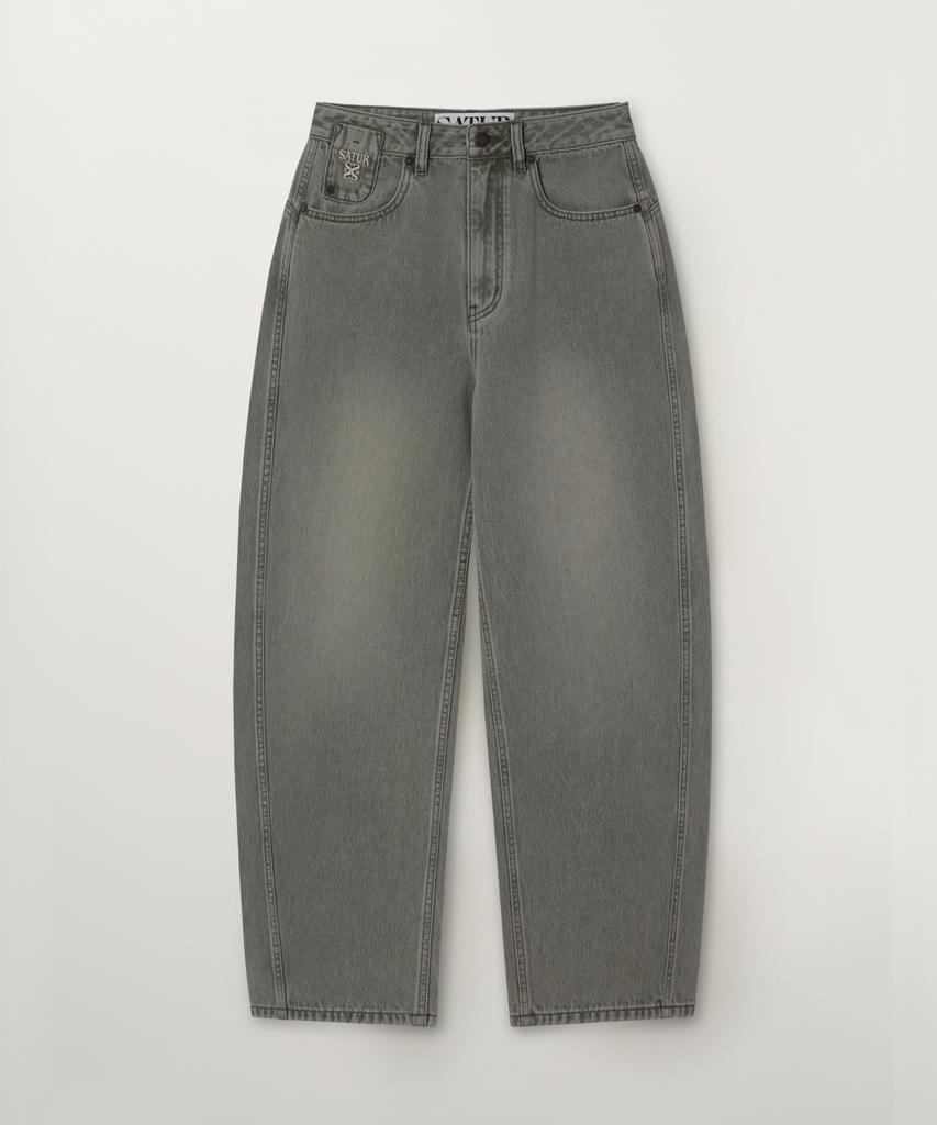 Seteo (W) Round Collar Denim Pants Khaki