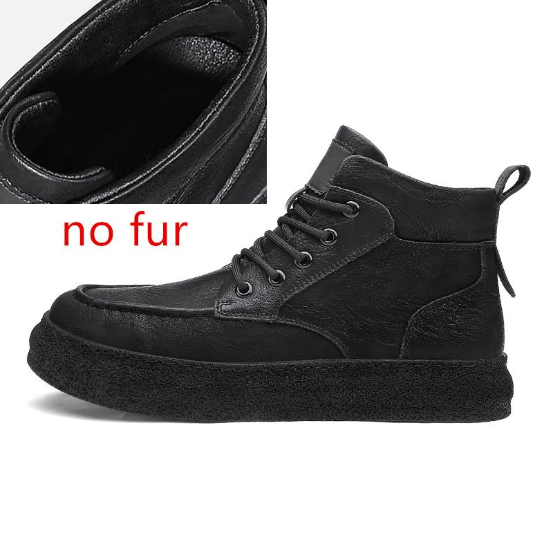 

Модные кожаные мужские хлопковые ботинки с плюшевой изоляцией, настоящие ботинки из коровьей кожи, на шнуровке, с высоким верхом и толстой подошвой, противоскользящие плюшевые мужские зимние ботинки 44