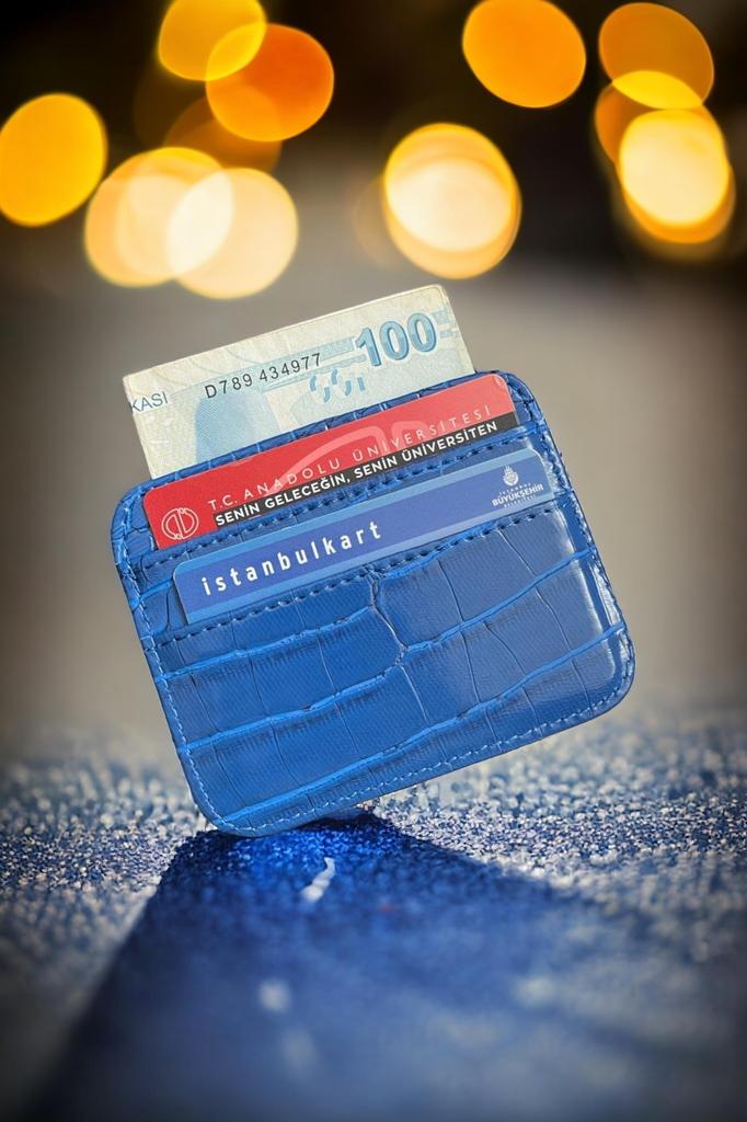 Damen Kartenetui doppelseitig kleines Geschenkaccessoire blau