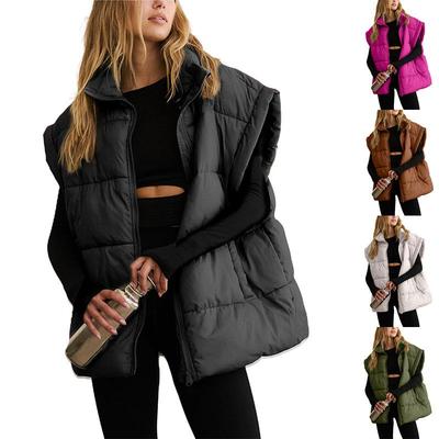 Women's Sleeveless Puffer Vest, Lightweight Quilted Down Vest, Multiple Color Casual Outerwear